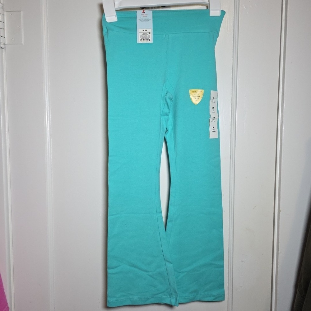 Cat & Jack Girls Flare Leggings Turquoise Solid M (8) Cotton Stretch‎
